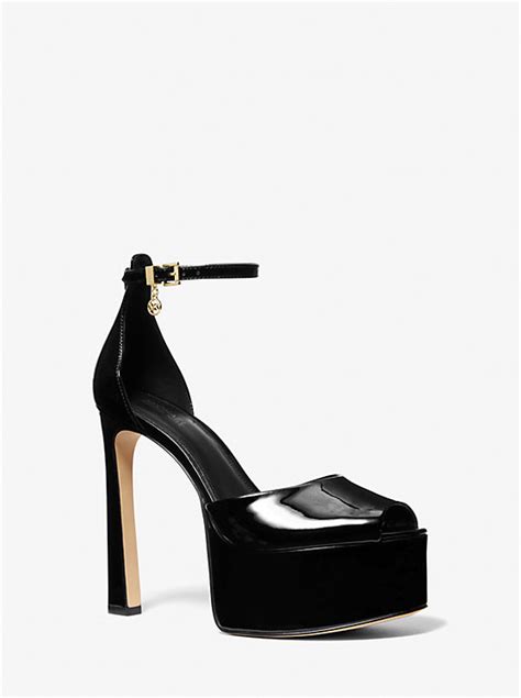 michael kors patent leather peep toe pumps|Michael Kors martina pumps.